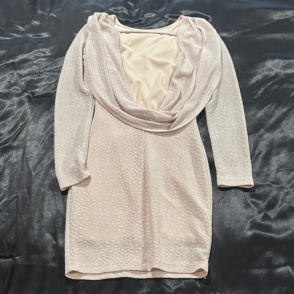 Cream sparkly Backless Dress